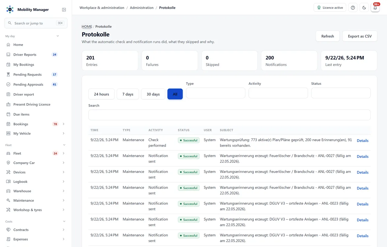 Audit log of every change in MobilityManager