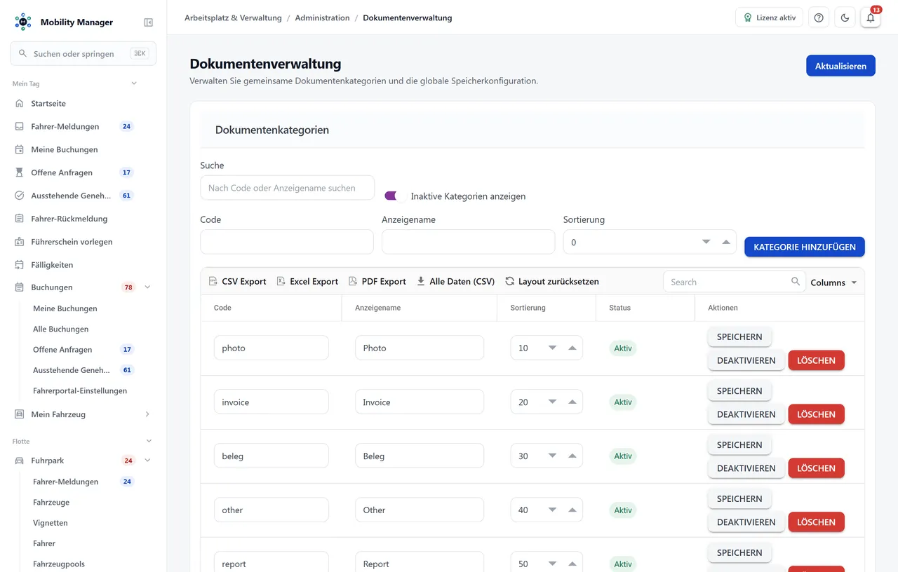 Dokumentenverwaltung · Echte Produktansicht mit Demodaten
