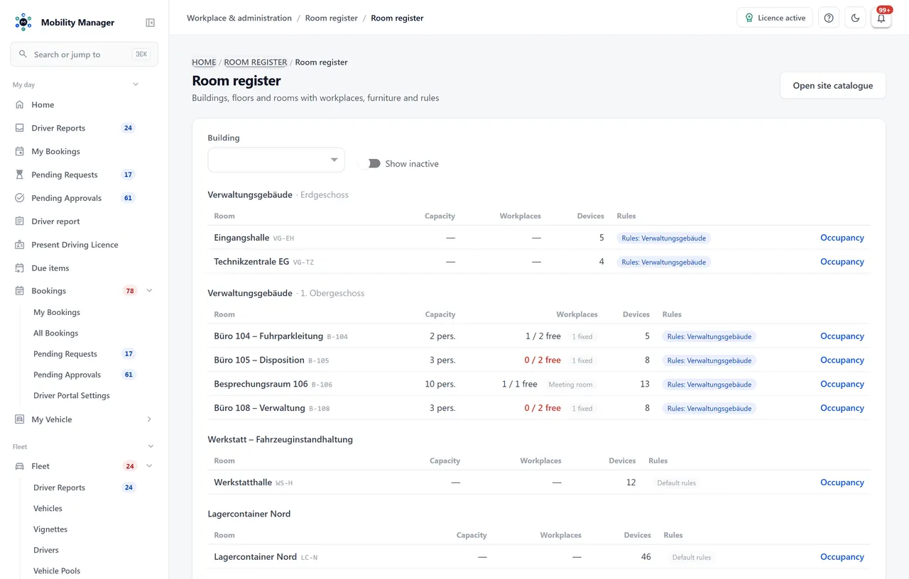 Room overview · Real product view with demo data